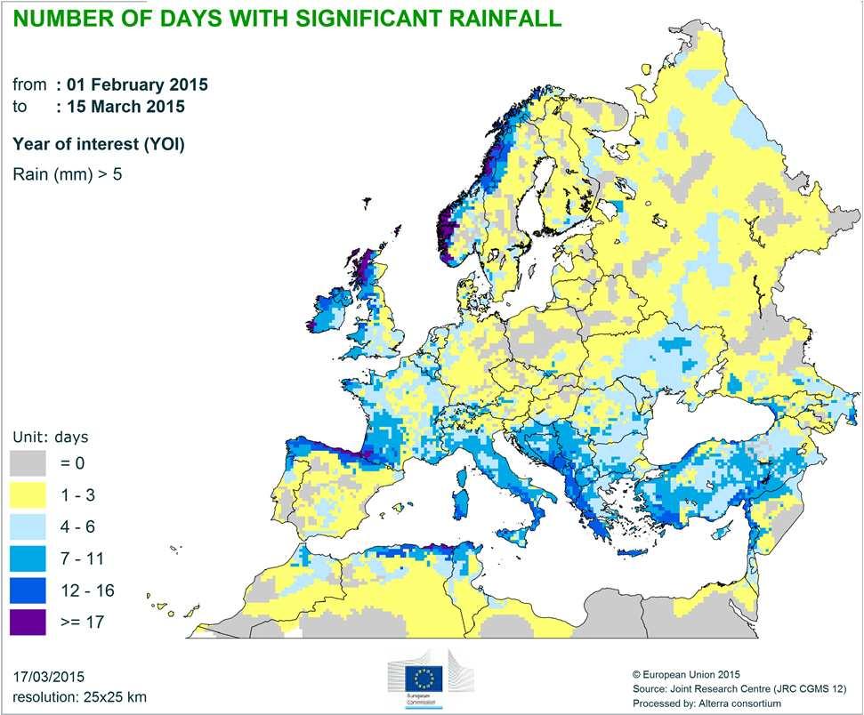 Precipitation Significantly drier-than-usual conditions were observed in large regions of Europe, such as the western Iberian Peninsula, eastern Germany, the Czech Republic and Poland, where