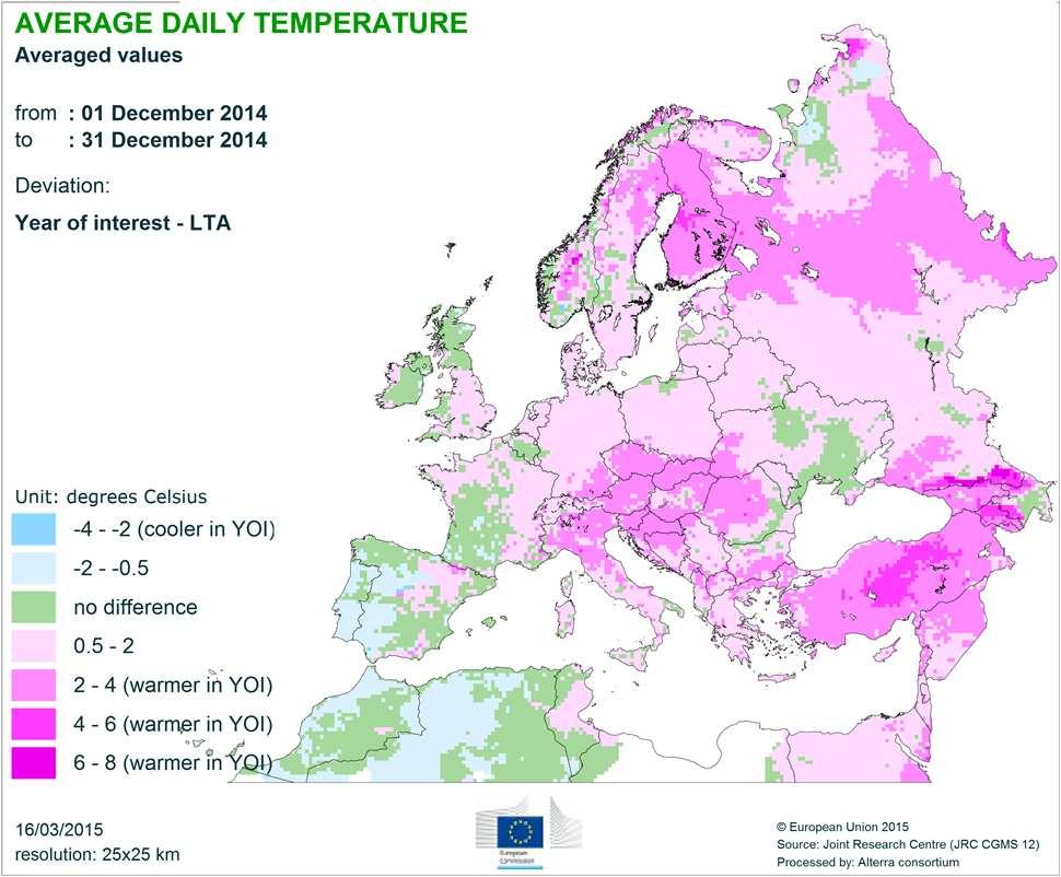 1.4 Meteorological winter review (Dec, Jan, Feb) Winter was warmer than usual in northern, central and eastern Europe. Normal temperatures were observed in western Europe.