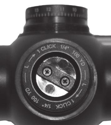 Each click or increment on the Adjustment Scale Ring will change bullet impact by 1/4 Minute of Angle.