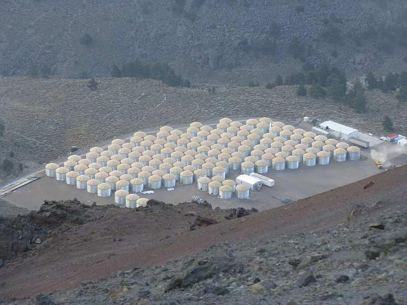 Figure 2: Recent photograph of the HAWC site (Fall 2013), with more than 140 completed tanks.