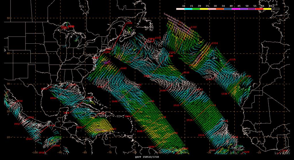 RSCAT provides coverage over much of the Atlantic that can be