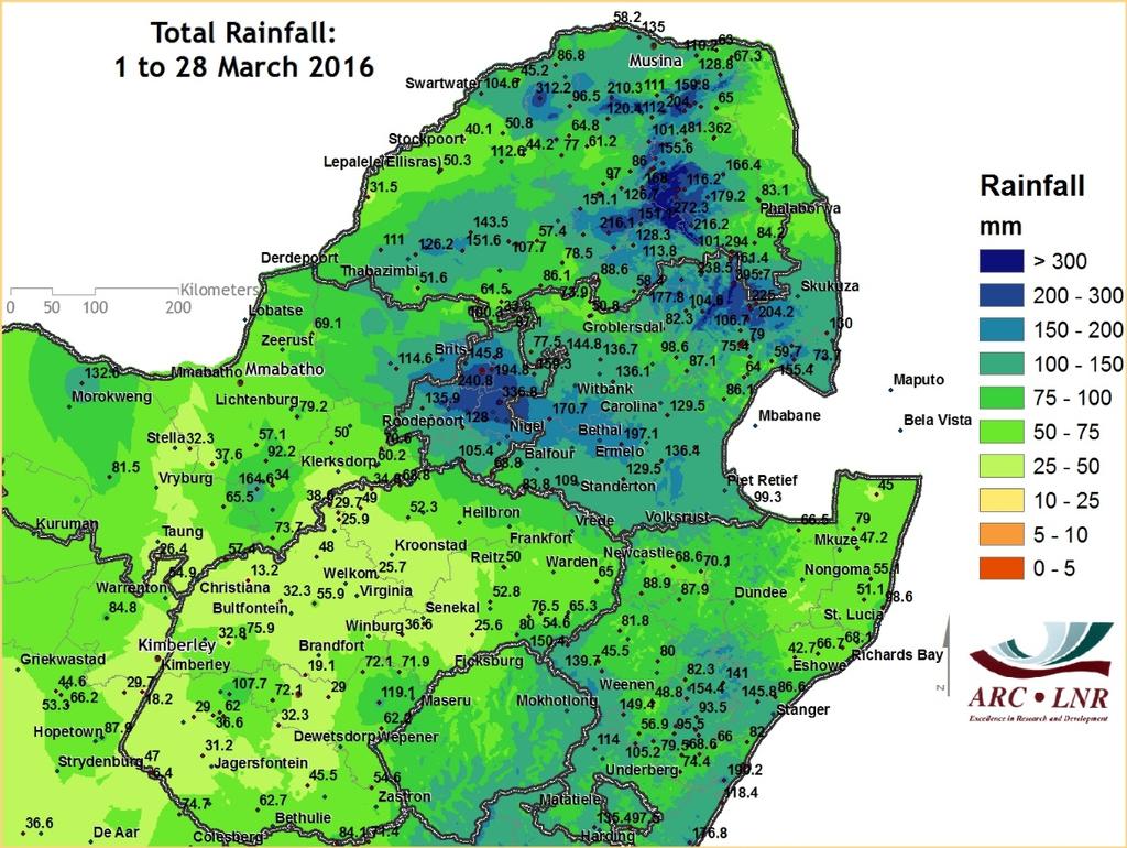 Weather data spatialized These maps provide: Indications of areas with excessive or deficient rainfall / anomalous temperatures etc.