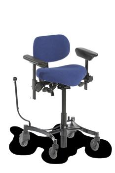 offers the option of either a standing or a sitting position.