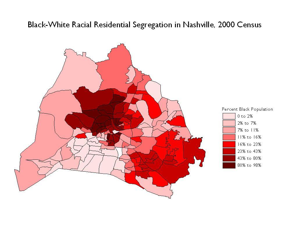measuring residential segregation, contemplates the relative amount of physical space in the city that is occupied by a racial or ethnic group.