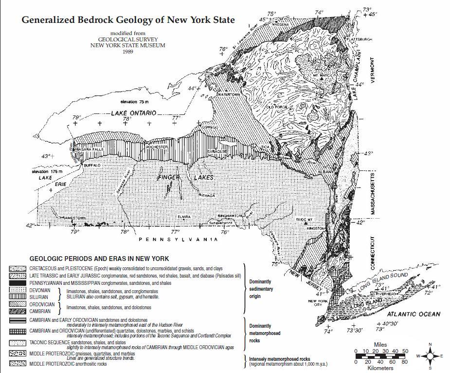 III. The Geologic History of NYS The Geologic Map of NYS on ESRT p. 3 shows the remaining rock and geologic record of our state.