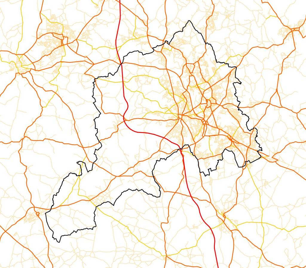 Combining Rail and Street network in a single spatial model UK GO Science Foresight for Cities Road network 2037 The network consists of