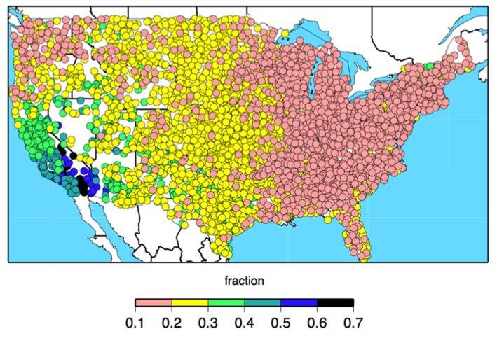 Variability of Annual Precipitation CA has the largest year to year precipitation variability in the US. CA variability is on the order of half the annual average.