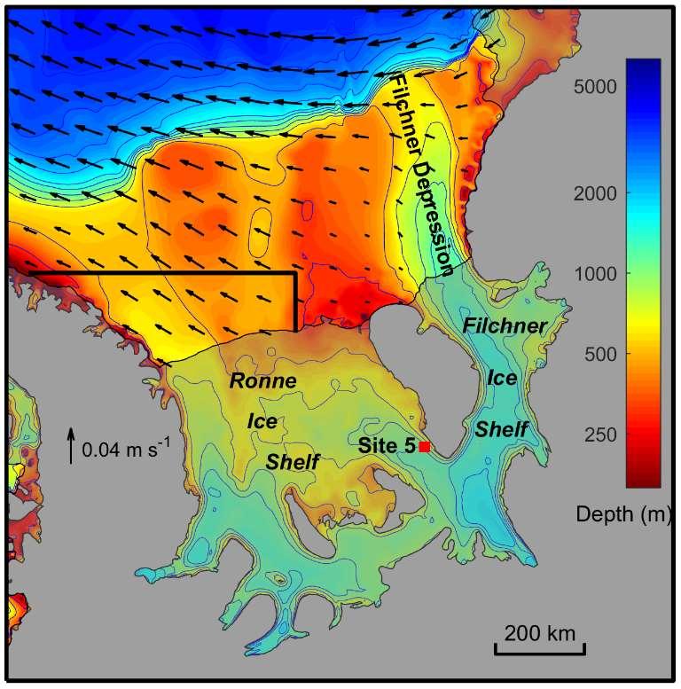 Sea-ice area export from the Ronne shelf Transport av sjøis ut frå området nord av