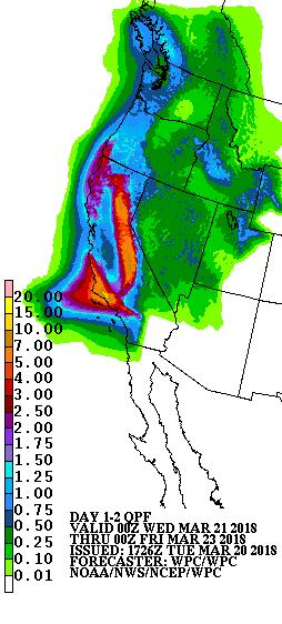 5 3 inches could fall on day 3 (valid 12 Z 22 March to 12 Z 24 March) 1 7 day precipitation accumulations could reach