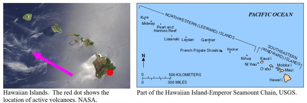 T. James Noyes, El Camino College Plate Tectonics Unit III: A Few More Details (Topic 11A-3) page 10 Hotspot Island-Seamount Chains Volcanoes leave a hotspot because the volcanoes are on top of a