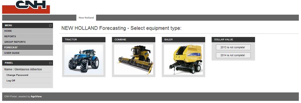 Equipment Types Select the equipment you wish to forecast Prior to commencing a forecast it is recommended that the following reports are printed from the Reports Menu.