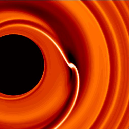 36 Clément Baruteau and Frédéric Masset Fig. 14 Left: illustration of the flow asymmetry ahead of and behind a Saturn-mass planet undergoing rapid inward runaway migration.