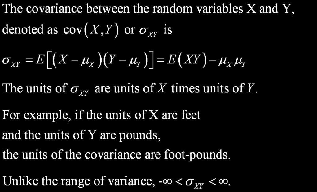 Covariance Defined Sec 5-2