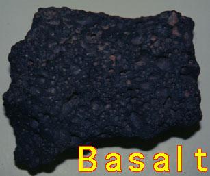 Basalt Dark-colored, finegrained, extrusive Formed where lava erupted onto surface Most widespread igneous rocks Found locally in the