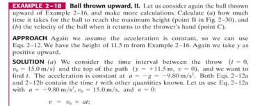 Example 2-18: Ball thrown upward, II.