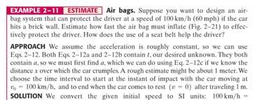 Estimate the minimum stopping distance for a car. The problem is best dealt with in two parts, two separate time intervals.