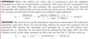 Example 2-13: Two moving objects: Police and speeder.