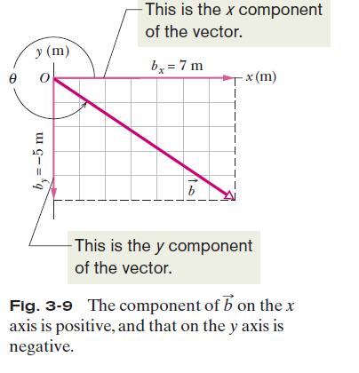 10 3-4 Components of vectors The components of a vector can be positive or negative. We find the components of a vector by using the right triangle rules.