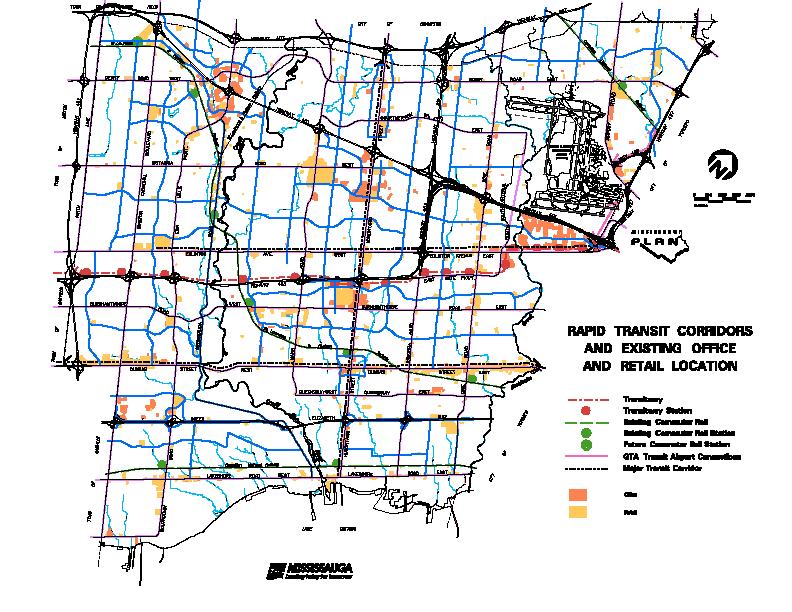 Major transit corridors vs Issue two (continued) office at and retail