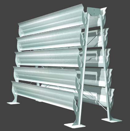 The noise barrier system calculated here consists of a V-shaped supporting frame made of hot-dip galvanized steel sheet with suspended metal plates on both sides. It has a height of 3.