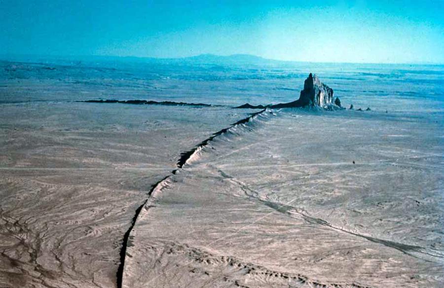 Shiprock, New Mexico is a classic example of a volcanic neck.