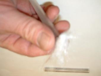 To prepare a sample, place some glass