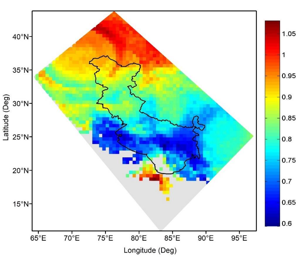 Figure 6: Spatial variation of b value from the