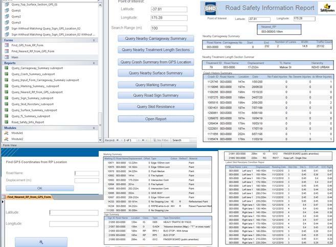 locations between linear referencing system and spatial referencing system. Figure 3 shows a screenshot of the safety database.