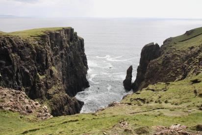 area. The coast is awe-inspiring in its combination of natural features along a scalloped edge of headlands and bays, which include high towering cliffs, stacks, arches, geos, the open sea and views