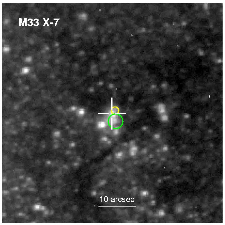 Eclipsing X-ray binary M33 X-7X Optical identification Star with V 18.9 mag with 3.
