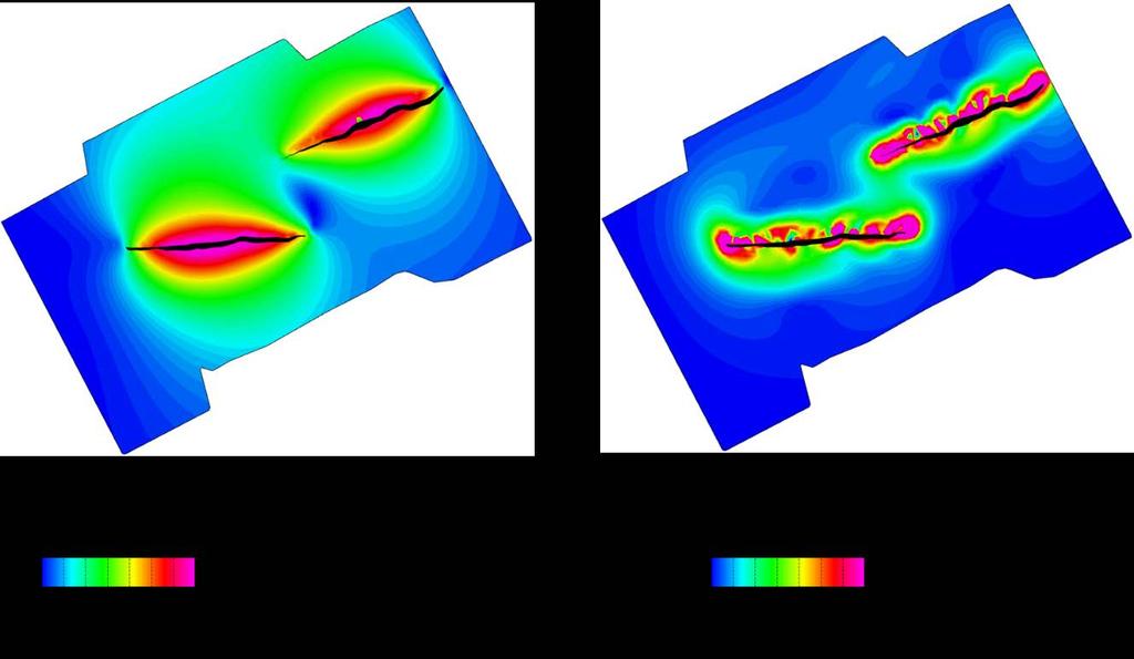 Running Fault Response simulation and visualizing results After calculating fault slip, deformation around the fault is modelled by clicking on Run Fault Response Simulation.