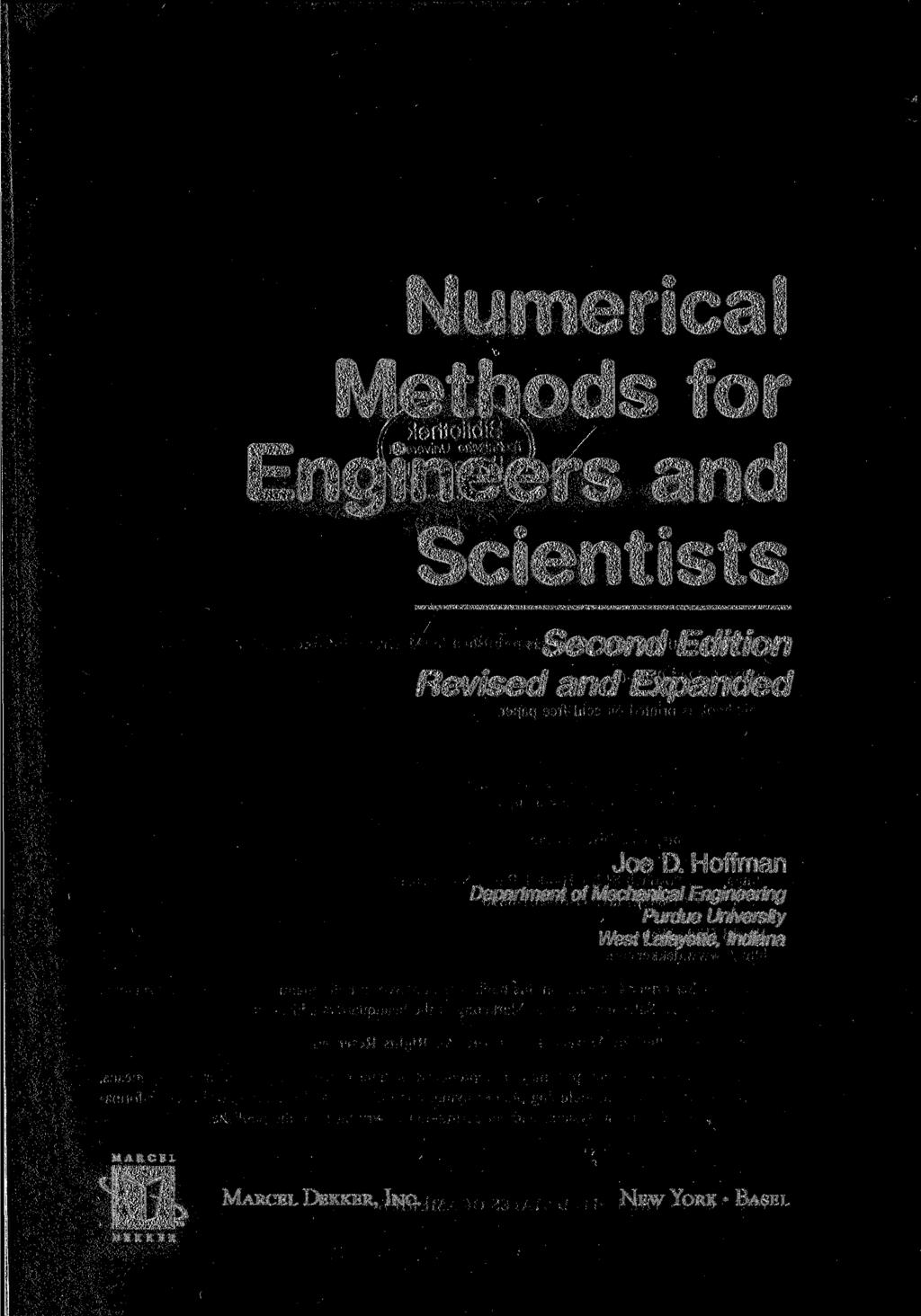 Numerical Methods for Engineers and Scientists Second Edition Revised and Expanded Joe D.