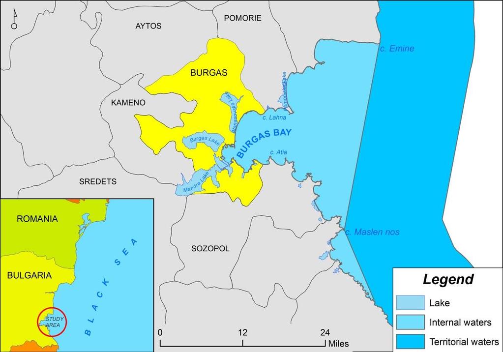 BURGAS CASE STUDY AREA Name of presentation The case study area is geographically located along the south Bulgarian Black Sea coast, in the westernmost part of the largest Bulgarian bay Burgas Bay