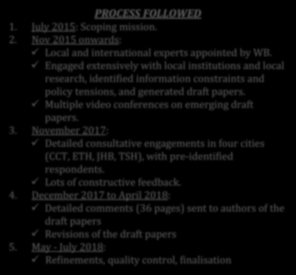 Process followed and papers produced (https://csp.treasury.gov.za/resource%20_centre/conferences/pages/csp-tools.aspx) PROCESS FOLLOWED 1. July 20