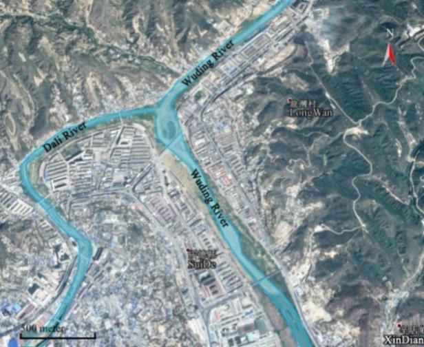 Fig.4 The confluence sketch map of Dali River and Wuding River Water level/m 824 822 82 818 816 814 812 81 25 12: 26 : 26 12: 27 : 27 12: 28 : 28 12: Time/d-h.min Fig.