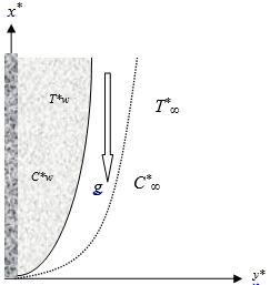 The effects of the flow parameters on the velocity, temperature and the concentration distribution of the flow field have been studied with the help of graphs.