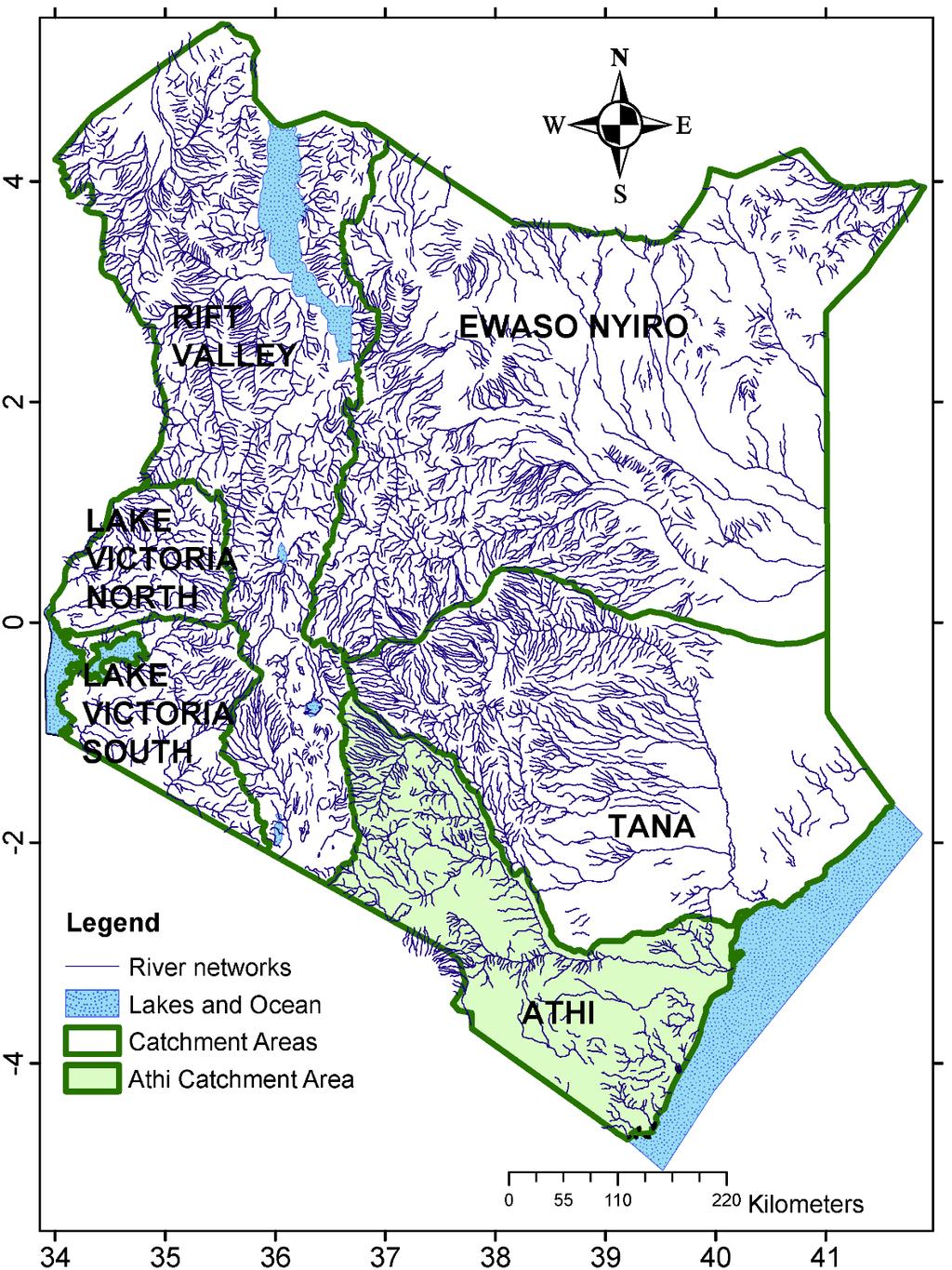 Major drainage systems in Kenya Lake Victoria, covering 8.0 percent of the country; Rift valley and inland lakes, covering 22.5 percent of the country; Athi River and coast, covering 11.