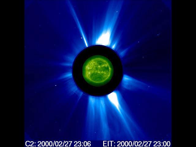 Solar storms: CME-flare-prominence connection EUV imager EIT and LASCO C3