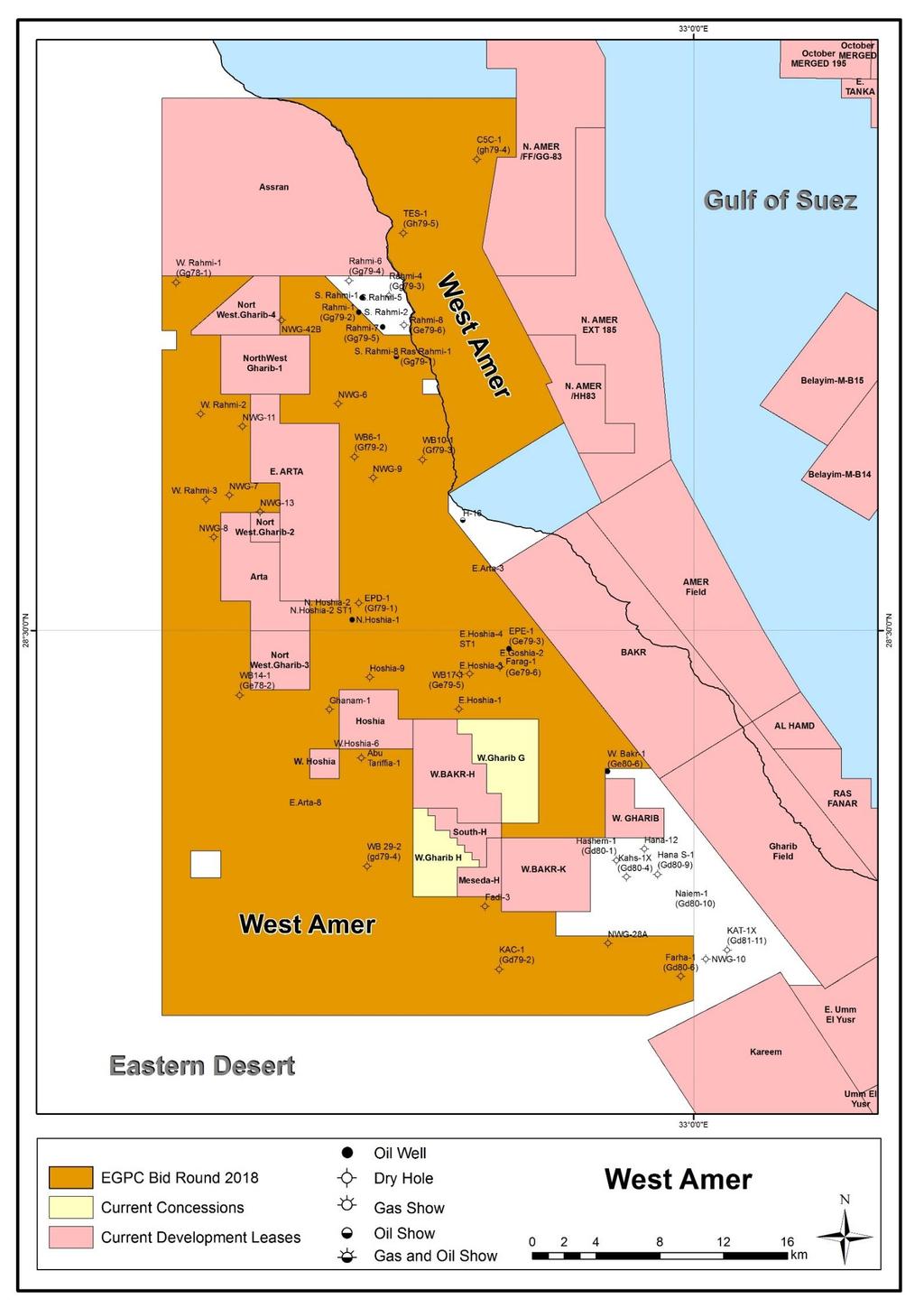 Location : Located in the Middle of the Western flank of the Gulf of Suez. Block Summary Total Area: 875.