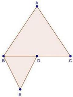 AD = 3 DB 2 DB = 2 AD 3 In BDE and BAC B = B [common] BDE = A [corresponding angles] Then, BDE ~ BAC [By AA similarity] By area of similar triangle theorem ar( ABC) ar( BDE) = AB2 BD 2 = 52 2 2 [AD