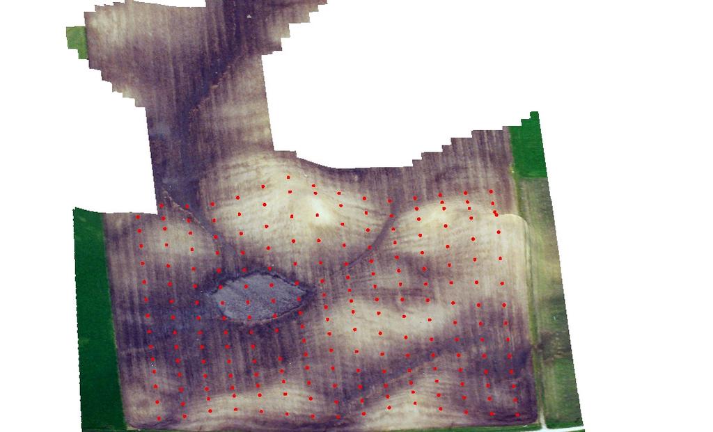 Figure 4.7. A 3-dimensional layout of the Baker Field based on the interpolated 10 m elevation grid (aerial photo courtesy of the USDA-ARS National Soil Tilth Laboratory).