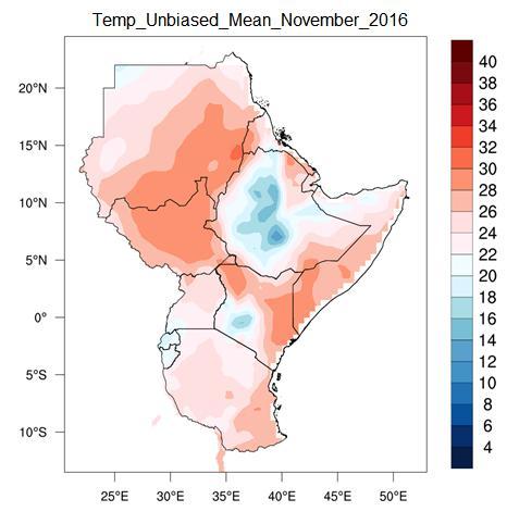 Figure 8a: Rainfall Outlook for November 2016 Temperature Outlook for November 2016 The temperature forecast for GHA region