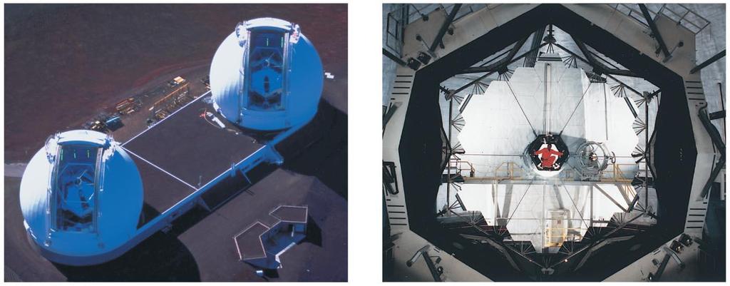 Primary Mirrors in Reflecting Telescopes Twin Keck telescopes on Mauna Kea in Hawaii.