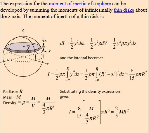 Moment of Inertia of Sphere Must integrate from z-axis not center of!
