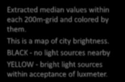 BLACK - no light sources nearby YELLOW - bright