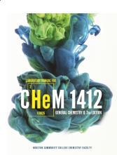 Laboratory Manual Laboratory Manual for CHEM1412 General Chemistry II Prepared for HCC by Blue Door Publishing: 2011 New HCC System-Wide Edition ISBN-13: 978-1-68135-347-0 HCC Policy Statement: ADA