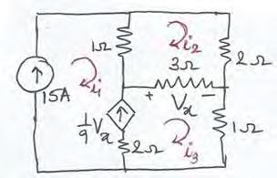 Equation related to current source i2 i1 0.1( Vx) Vx 4( i2)............ (2) Solving above 2 equations Example4: Calculate the mesh currents i1, i2, i3 for the circuit shown in Fig.4a Solution: Fig.