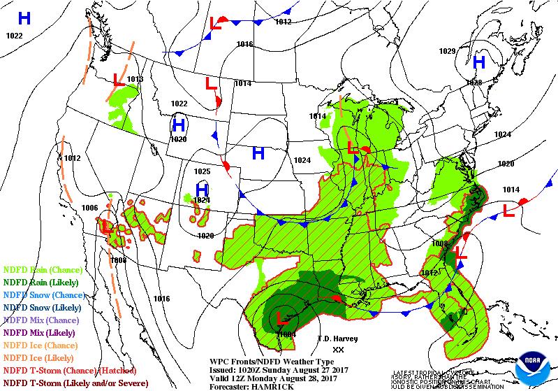 Forecast & Rainfall: Monday Frontal boundary just south of the coast