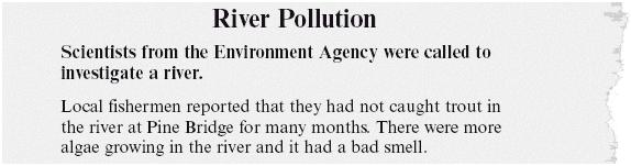 Question The information below comes from a newspaper report. Scientists measured the oxygen levels in the water upstream and downstream from Pine Bridge. The results are shown below.