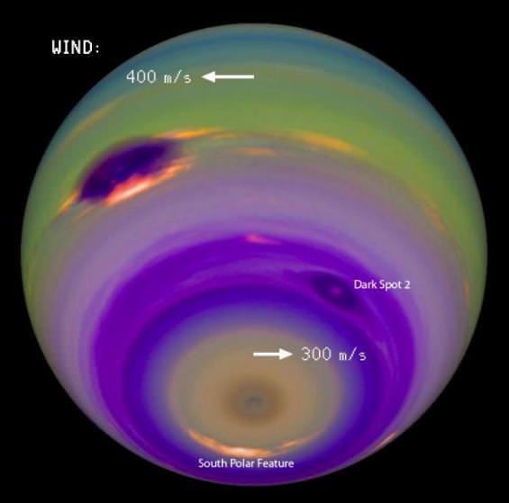 As mentioned in the previous slide, Neptune does not have a surface you could walk on. Small amounts of water and methane cause the blue-green color.